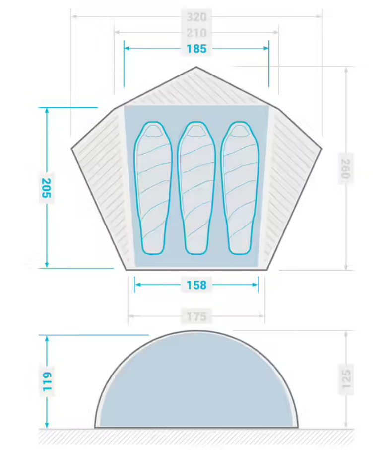 Dome Trekking Tent - 3 person - MT900